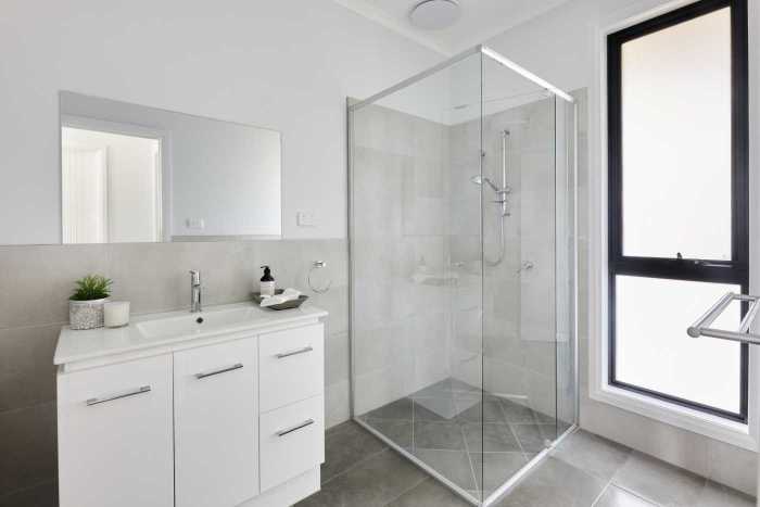Tiled Grey Bathroom in Modular Home