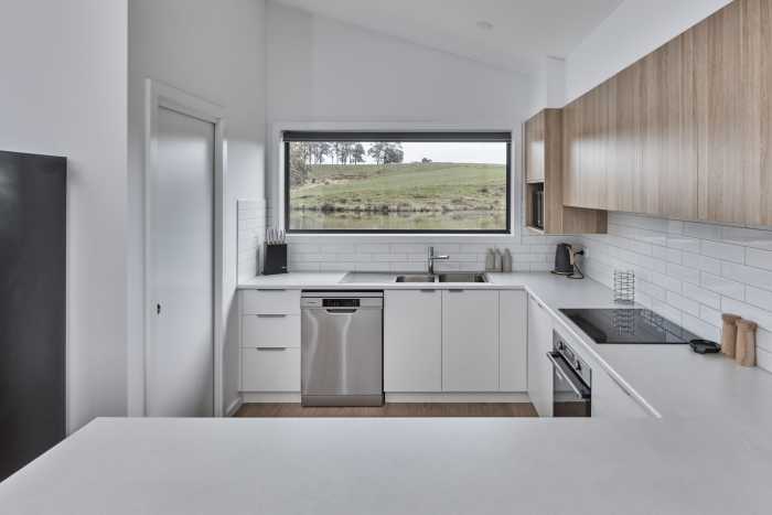 Stunning White and Timber Kitchen with Large Picture Window
